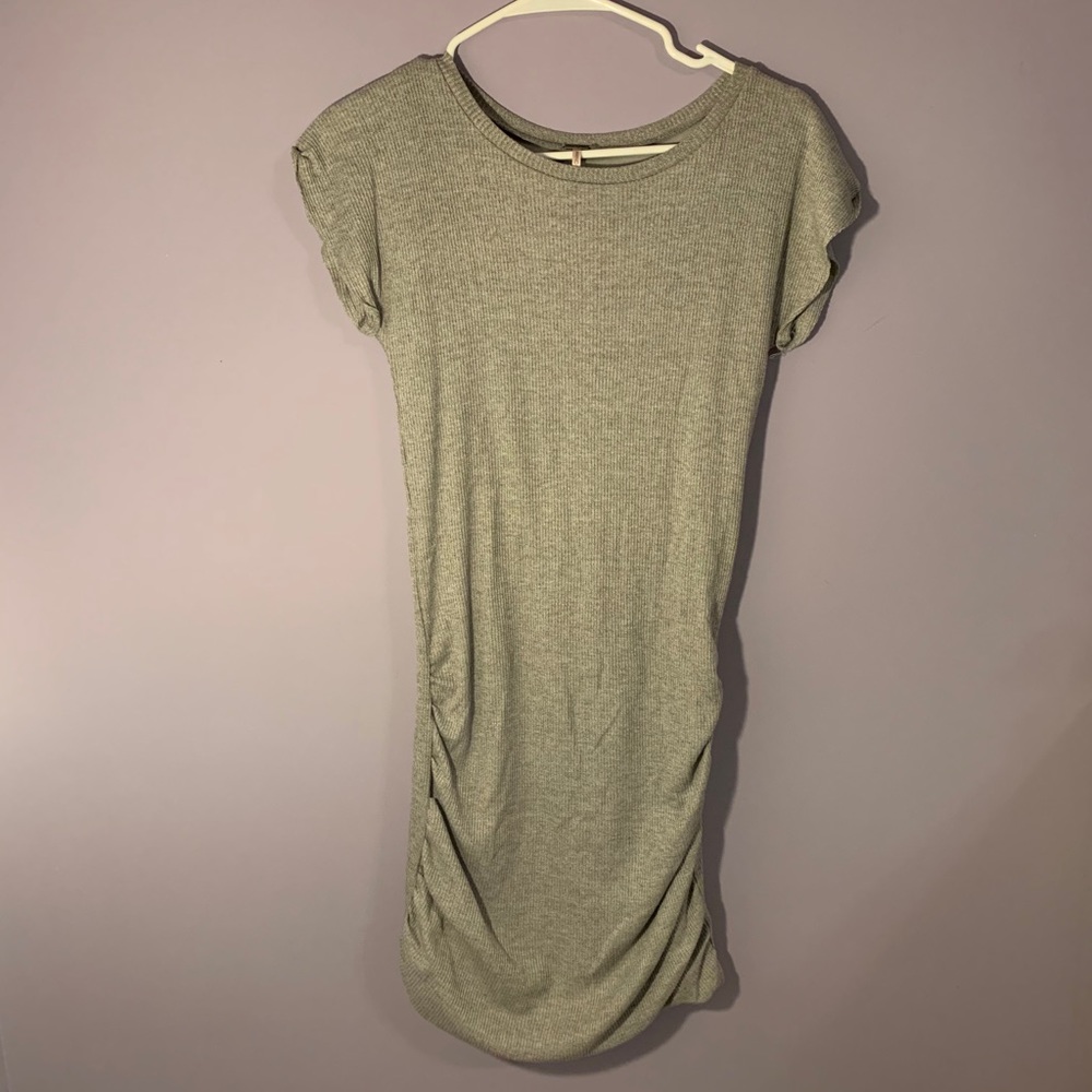 Poof Ribbed Short Sleeve Fitted Dress